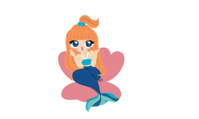 Cute mermaid cartoon vector