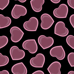 pattern with hearts on black