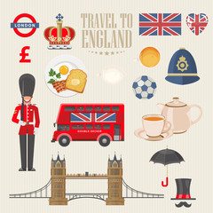 England travel vector illustration. Vacation in United Kingdom. Great Britain background. Journey to the UK.
