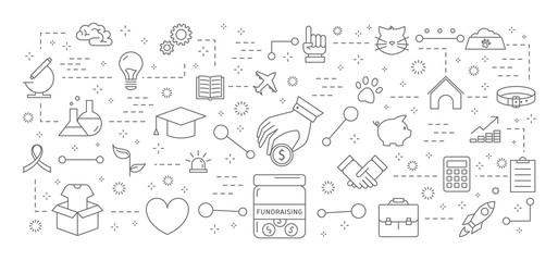 Fundraising icons set.