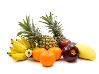 Fresh mixed fruits on a white background