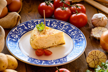 still life with spike typical Spanish potato omelette