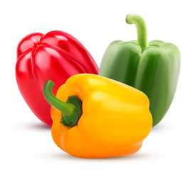 Green, red, yellow bell peppers
