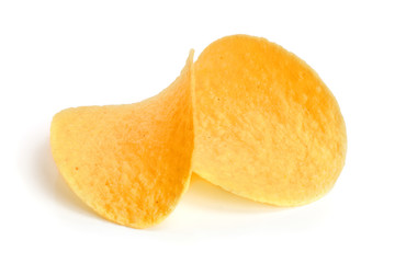 Naklejka na ściany i meble two potato chips on white background close-up