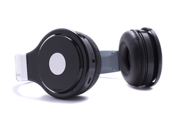 Obraz na płótnie Canvas Photo of black headphones on white background