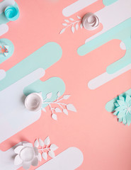 frame with white paper flowers