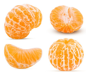 Set fresh peeled tangerine whole, half, one slice