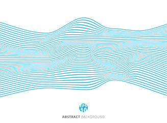 Abstract blue lines wave pattern on white background.