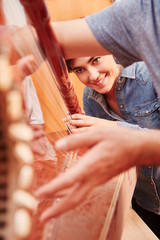 Harfe als Saiteninstrument und Zupfinstrument