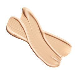 Liquid foundation smudges isolated on white background