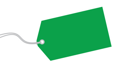 Green tag on white background.