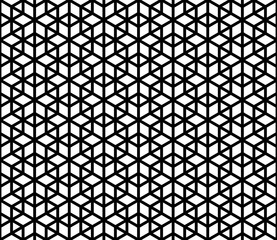 Japanese seamless pattern Kumiko black and white silhouette with large thickness lines