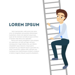 Businessman climbing high.