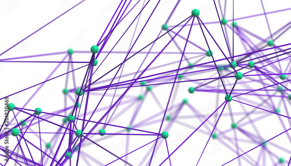 Poster abstract 3d rendering of network concept. modern background. futuristic shape with spheres and lines