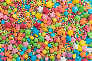 Fototapeta na wymiar Colored little candies background. Colorful sprinkles candies