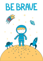 Be brave vector poster for a nursery