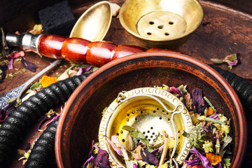 Asian tobacco hookah with floral tea aroma