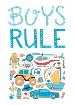 Boys rule nursery poster.