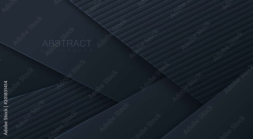 Poster abstract 3d background with black paper layers.
