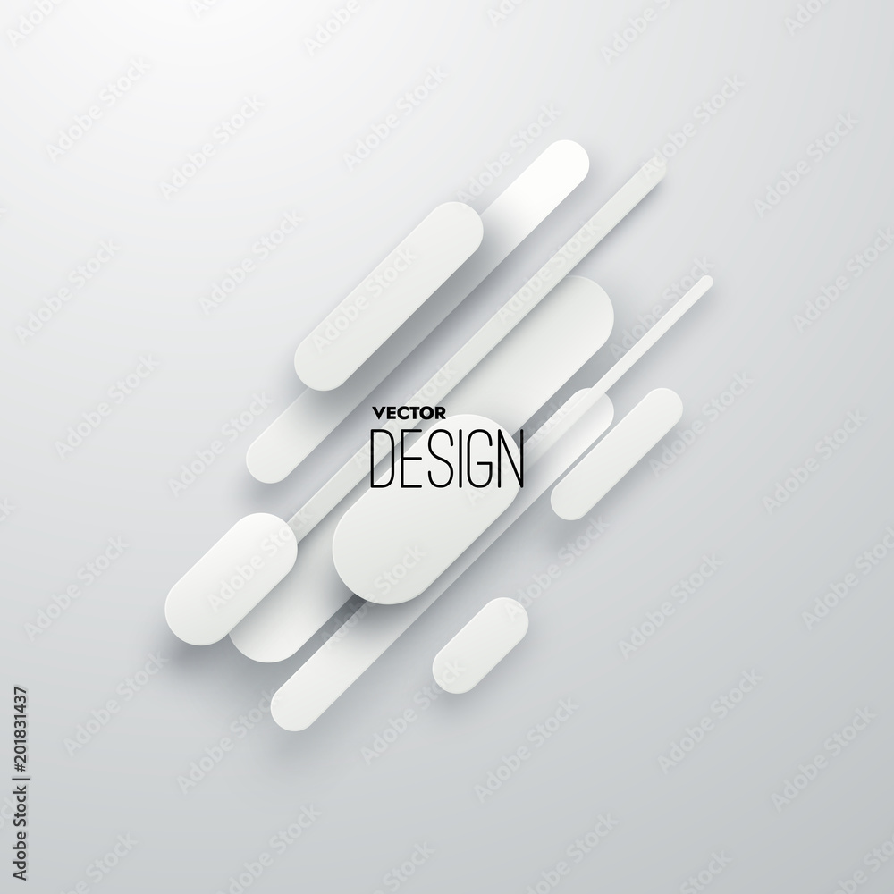 Poster abstract 3d banner with linear paper shapes.
