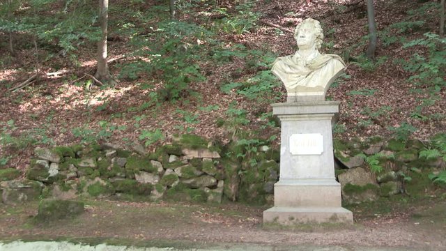 Goethe statue in Karlovy Vary, Czechia.