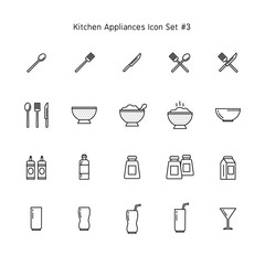 kitchen appliances simple line icon set. household illustration collection.