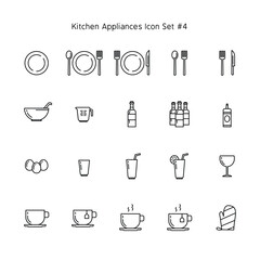 kitchen appliances simple line icon set. household illustration collection.