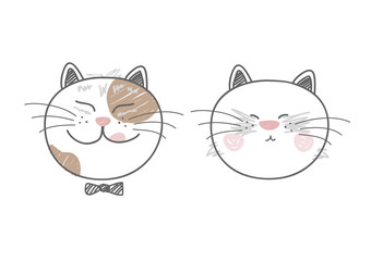 Cute cat on white background vector illustration