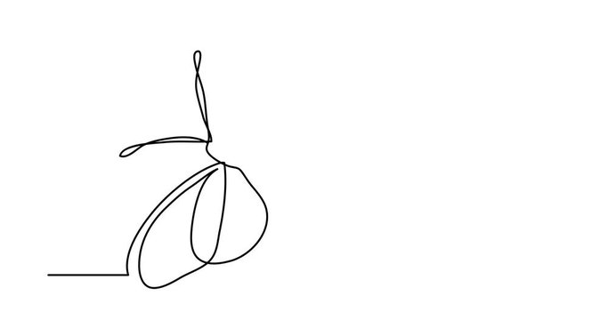 Self drawing animation of single line drawing of butterfly