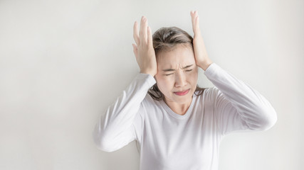 Young woman has headache