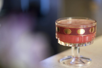 vintage glass on the bar counter