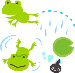 Obraz premium かわいいカエルとオタマジャクシ