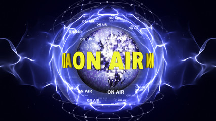 ON AIR Text Animation Around the Earth Disco Ball, Rendering, Background