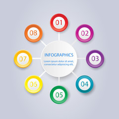 Infographic design elements for your business data with 8 options, parts, steps, timelines or processes. Vector Illustration.
