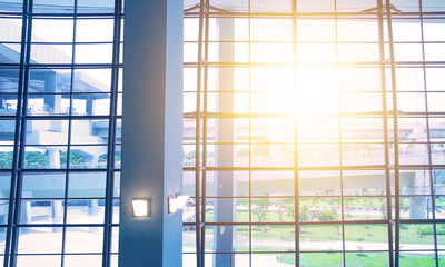 Sunlight over airport window