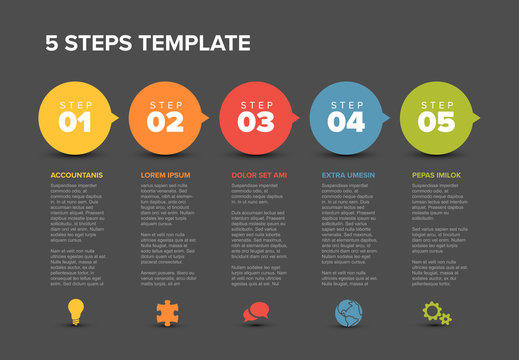 Vector progress five steps template
