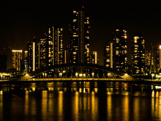 midnight waterfront of tokyo