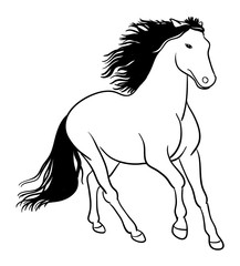 Horse line art 02. Good use for symbol, logo, web icon, mascot, coloring, sign, or any design you want.