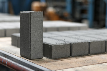Production of concrete paving stones