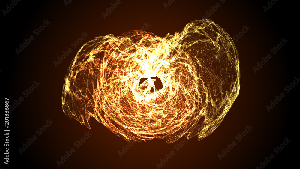 Wall mural abstract isolated illustration of nebula creation and death. futuristic space particles connected in