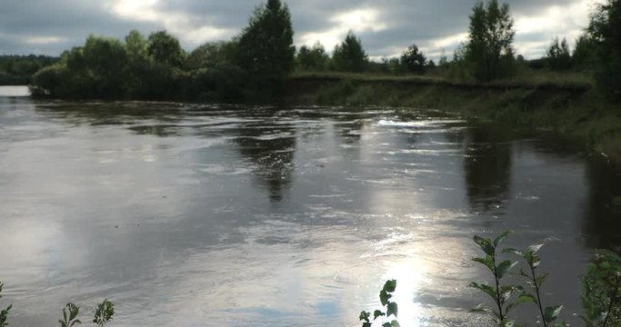 River in flood after rainfall, high water