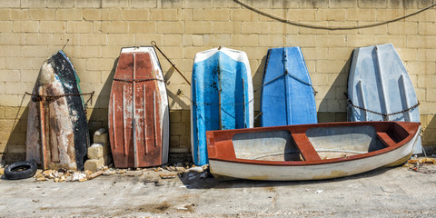 row of old boats