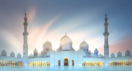 Gordijnen Sheikh Zayed Grand Mosque at sunset Abu-Dhabi, UAE © boule1301