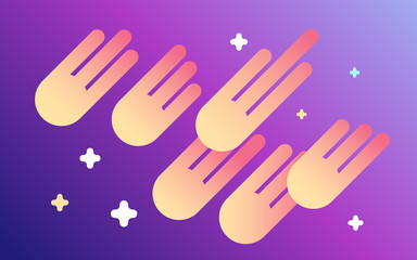 Comet in night sky landscape graphic background