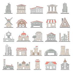 Outline Color Icons - Buildings