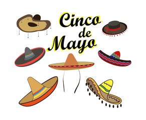 Concept on Cinco de Mayo, a set of design elements on an isolated background
