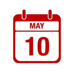 Fototapeta premium 10 May calendar red icon. ten