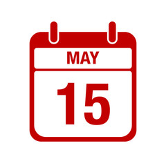 15 May calendar red icon. fifteen