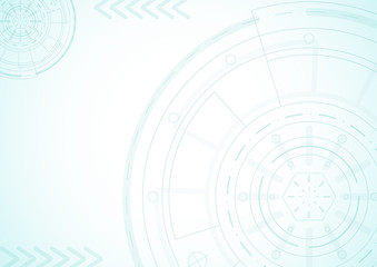 Abstract technology background. Modern technology concept. Blue lines design on white background. Circle engeneering drawing. Template for presentation, banner, flyer, report, business A4 Vector AI10