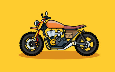 Naklejka premium Vintage and retro Scrambler motorcycle line vector flat style